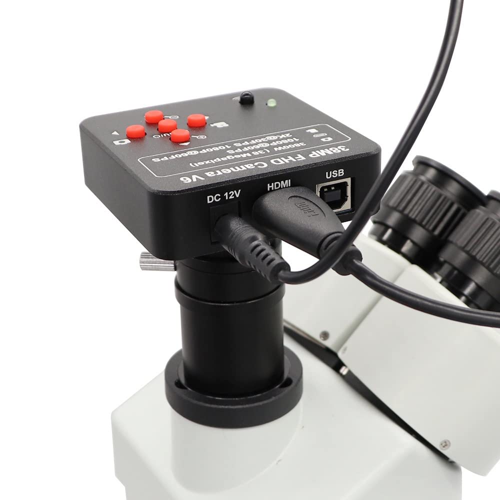Microscopio Cámara de microscopio HDMI USB C-Mount 38MP 1080P Cámara de microscopio trinocular Salida simultánea Lupa Adaptador de cámara Digital(16MP HDMI)