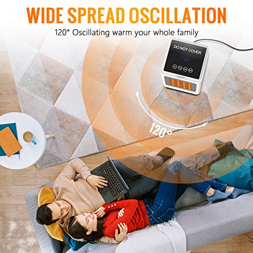 Electric Portable Space Heater - 1500W Adjustable Ptc Fast Heating Ceramic Heater Built-In Timer And Oscillation, Mini Heater With Remote Control For Bedroom,Desk,Office And Indoor Use (White) #TOP5