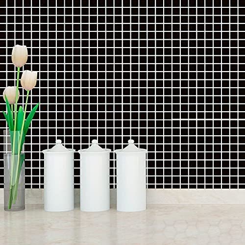 Papel de Parede Adesivo Autocolante Decoração Pastilha Preto Decore Cozinha Banheiro 1 Metro