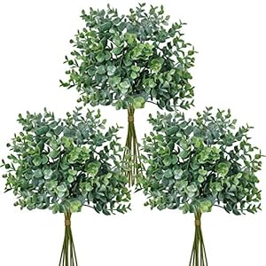 Winlyn 33 Pcs Artificial Eucalyptus Leaves Stems in Grey Green 146 Tall Bulk Wedding Bouquet Greenery Rustic Holiday Greens for Vase Mason Jar Bottle Floral Arrangement Christmas Wreath Garland