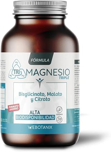 WeBotanix | Fórmula Triple Magnesio | Bisglicinato, Dimagnesio Malato y Citrato 