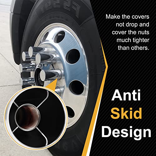 Image of 60Pcs Lug Nut Covers 33mm Cylinder Nut Covers ABS Chrome Plastic Anti-Rust Thread-on Nut Cover Caps for Semi Trucks