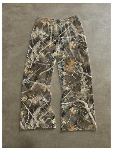 Men's Vintage Camo Pants Wide Leg Drawstring Waist Casual Baggy Sweatpants Trousers Streetwear4