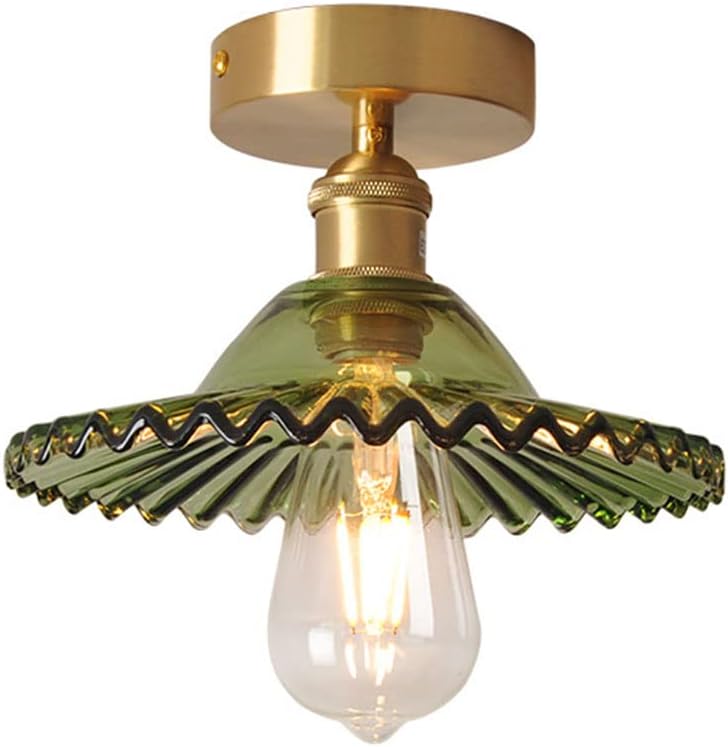 Flush Mount Ceiling Light Glass Shade Close to Ceiling Lights Fixtures Personality Modern Semi Flush Ceiling Lamps for Bedrooms, Kitchen, Living Room, Entryway,Hallway (Green)