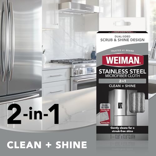 Weiman Microfiber Cloth for Stainless Steel - Safely Traps and Removes Dirt, Oil and Grime to Protect From Scratches 1.40" x 3.56" - image 3