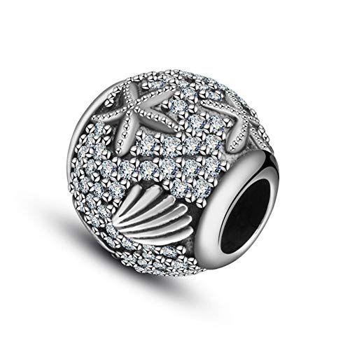 Junyi Jewelry Starfish Shell Charm Mermaid Charm925 Sterling Silver Fish Charm Dolphin Charm Whale Charm Ocean Charm Shark Charm For Pandora Charm Bracelet (Starfish Shell 1) #TOP1