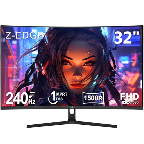 Z Z-Edge 32インチ ゲーミング モニター 240Hz 1ms 曲面 16:9 1920x1080 フレームレス LED ディスプレイー モニター、UG32P AMD Freesync プレミアム DPポート HDMIポート