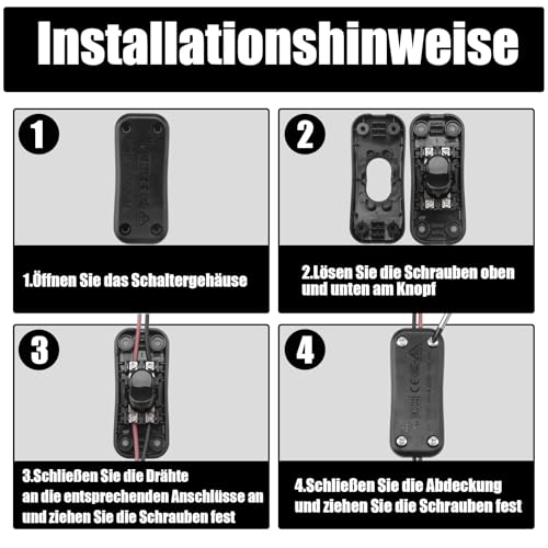 Powice Zwischenschalter,Schnurschalter,Schalter 230v,Kabelschalter,Geeignet für 2- und 3-adrige Netzkabel und Kleingeräte oder Leuchten Kippschalter,Weiß