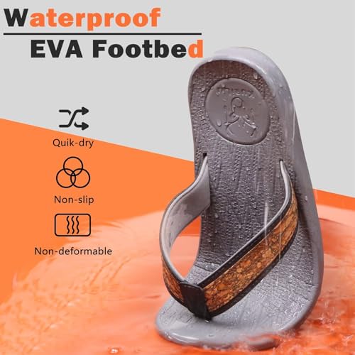Image of KuaiLu Mens Flip Flops Arch Support Comfortable Summer Beach Thong Sandals Yoga Foam Cushion Slip on Slippers