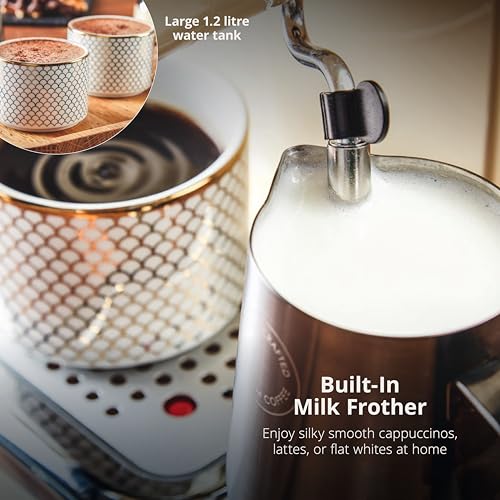 Swan SK22110CN Vintage Espresso Coffee Maker with Milk Frother, Steam Pressure Control, 1.2L Removable Water Tank, 1100W, Vintage Cream - Image 3