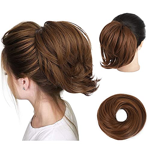 AISI BEAUTY Messy Hair Bun Scrunchies for Women Elastic Straight Bun Hair Pieces Synthetic Updo Hair Extensions Ponytail(30#)