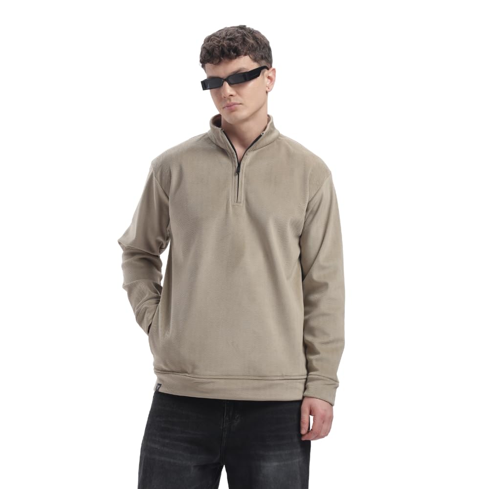 Half Zipper Pullover| Unisex | 400+ GSM Imported Velvet Fabric | Sage Green Regular Fit | Wind Resistant & Minimal Design.-image-34