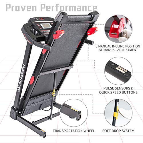 ADVENOR Treadmill Motorized Treadmills 3.0 HP Electric Running Machine Folding Exercise Incline Fitness Indoor 64 Preset Programs (RED) - Thumbnail 5