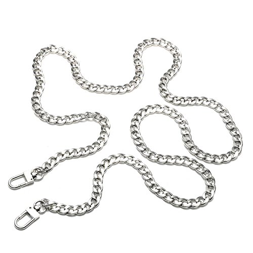 Tia Premium Purse Shoulder Bag Chain Strap Handle Handbag Bag Chain Replacement Chains for Purse, Bag Clutch Making, Replacement, Decoration and DIY (Silver Flat Thick Premium Chain12mm-120CM, 1)-image-22