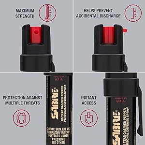 SABRE Advanced Pepper Spray, 3-in-1 Formula Contains Maximum Strength Pepper Spray, CS Military Tear Gas and UV Marking Dye, Compact Belt Clip for Easy Carry and Fast Access, 35 Bursts, 0.67 fl oz SABRE Advanced Pepper Spray, 3-in-1 Formula Contains Maximum Strength Pepper Spray, CS Military Tear Gas and UV Marking Dye, Compact Belt Clip for Easy Carry and Fast Access, 35 Bursts, 0.67 fl oz