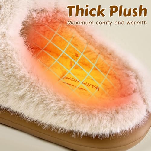 Cute Bow Fuzzy Slippers for Women, Fluffy Plush Warm House Slippers3