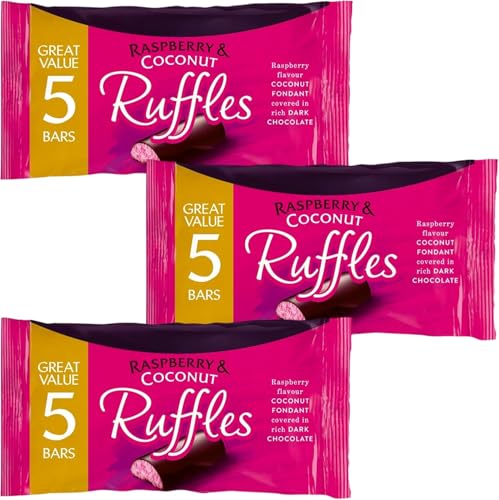 Chocolate Ruffle Bundle Consisting of Raspberry & Coconut Ruffles 5 bars 130g (3 Pack)