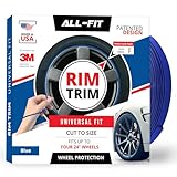 All-Fit Automotive Rim Trim – Durable DIY Car Exterior Accessories for Curb Rash Protection – Fits Up to Four 24” Wheels – Flexible, Durable Wheel Rim Protector (3/8″ width/Blue)