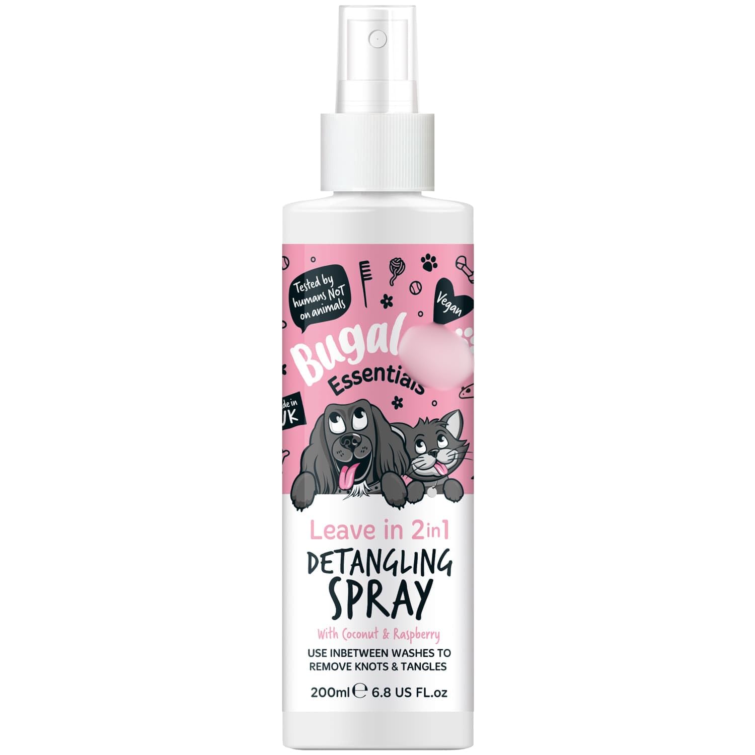 Essentials Leave in 2 in 1 Detangling Spray 200ml - Use This Spray Inbetween Washes to Remove Knots and Tangles - Suitable for Both Cats and Dogs - Vegan Friendly