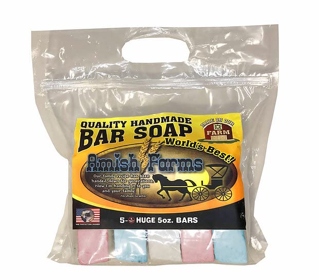 Amish Farms Soap Bag Made in USA, 5 Ounce Each (5 Bars