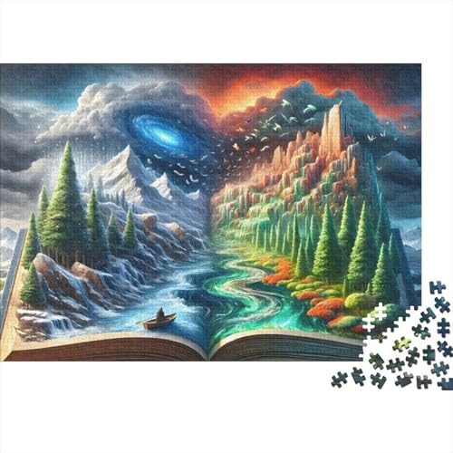 Puzzle da 1000 pezzi Fantasy Book World, libro che si apre, mondo di montagna, per adulti dai 12 anni in su, gioco educativo, bellissima decorazione, sfida di alta difficoltà, 52x38cm