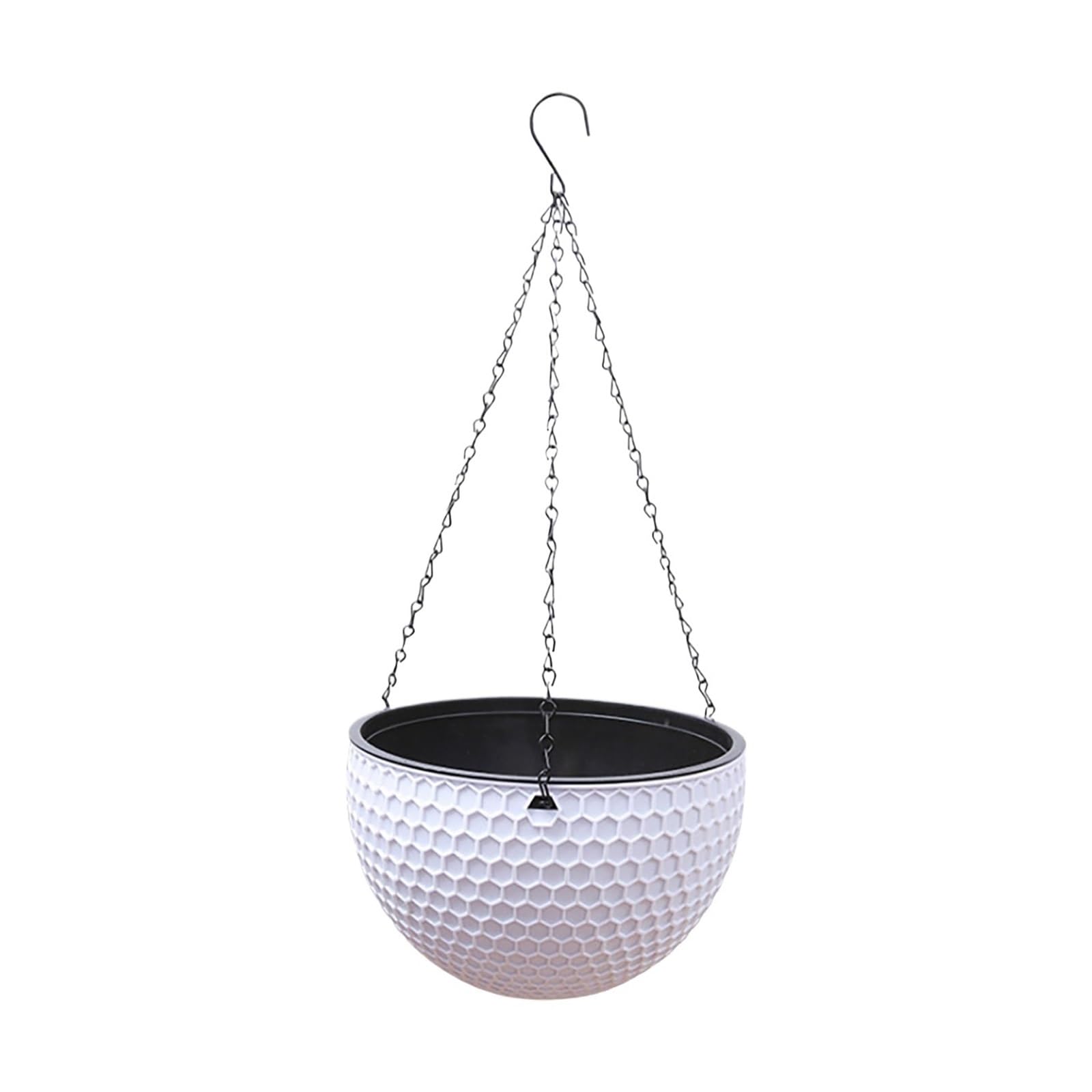 FJSNGPSBQPC Hanging Basket Planter Round Gardening, Plastic Brown Pot Comes With Drainer And Chain Flowers(White)
