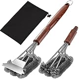 grilljoy 4PC Heavy Duty Grill Brush and Scraper with Carrying Bag - Exclusive Grill Cleaning Kit...