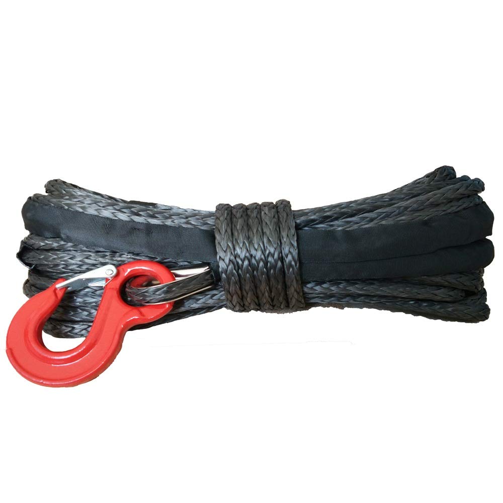 Winch Rope, 14mm X 30meters Synthetic Winch Rope with Hook for ATV 4 * 4(Grijs)