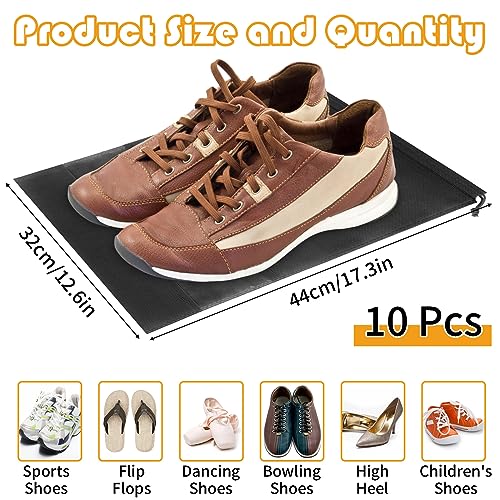 image for COIDEA Large Black Travel Shoe Bags - 10 Pcs with Clear Window, Non-Wo