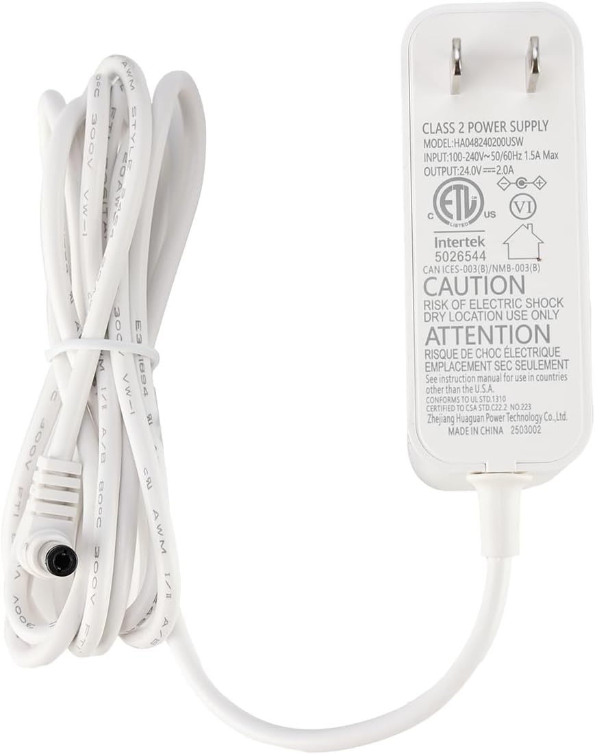 MOOKA HKB320F Air Purifier 24V 2A Power Supply Adapter 36W Power Charger Replacement,78.74 inch Longer Cords, Input: 100-240V, White
