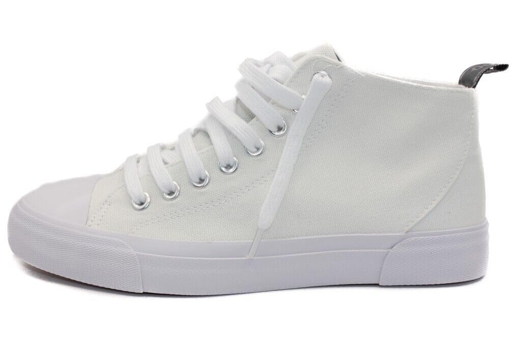 GenericMen's High Top Canvas Trainers Sport Comfy Shoes White Size 10