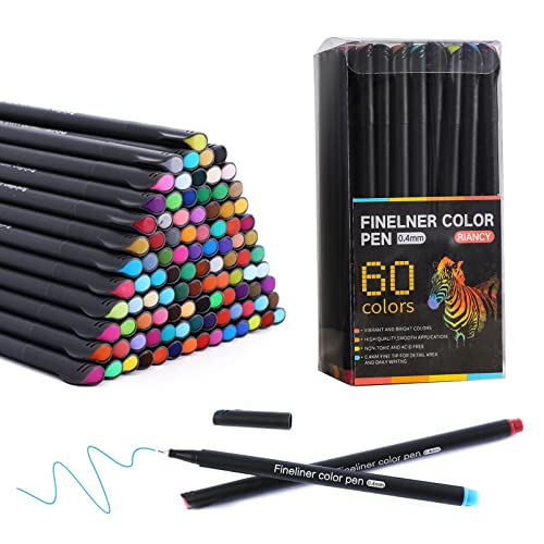 Riancy 60 Colors Journal Planner Pens Fineliner Fine Point Sipa Pens Porous Fineliner Planner Pens for taking notes and drawing,Art Supplies Bullet Journal Pens for Office and School (Multi 60)