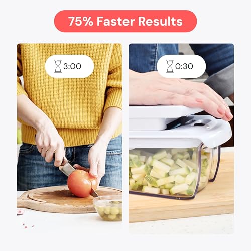 Vegetable Chopper & Mandoline Slicer with Container - Veggie Onion Salad Food Cutter Dicer - Julienne & Wavy Slicer - Grater Zester - Kitchen Tools Gadgets - Home Essentials (8-in-1 PRO White) - 3
