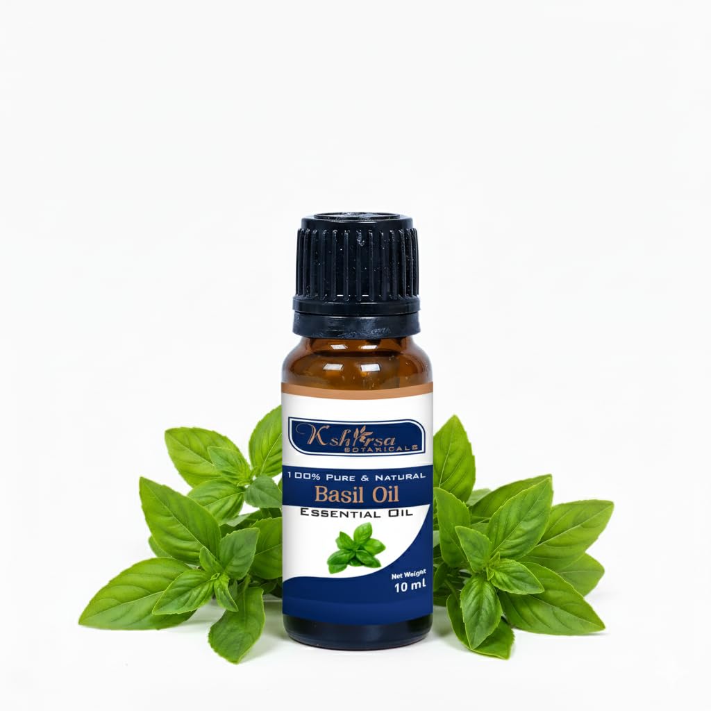 Basil Essential Oil (Ocimum Basilicum) with internal Plastic Euro Dropper Promotes Skin Care & Hair Care, Pure & Undiluted Therapeutic Grade Oil, Excellent for Aromatherapy (10 ml)-image-31