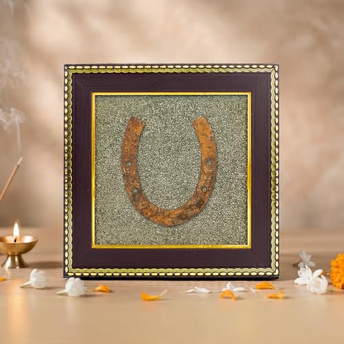 Image of Astrotalk Ghode Ki Naal on Raw Pyrite Frame | Vastu Decorative Item for Home & Office | Attracts Wealth, Luck & Prosperity | Home Decor & Wall Decor Items for Living Room | Gift for Man & Woman