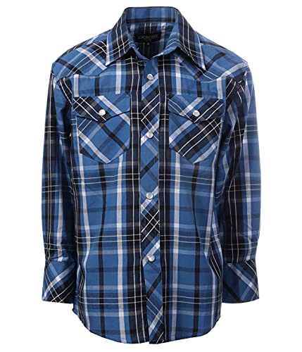 Image of Gioberti Boys Casual Western Plaid Long Sleeve Pearl Snaps Shirt