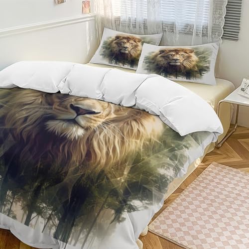 Parure de lit lion 3D en microfibre premium ultra douce 200x200