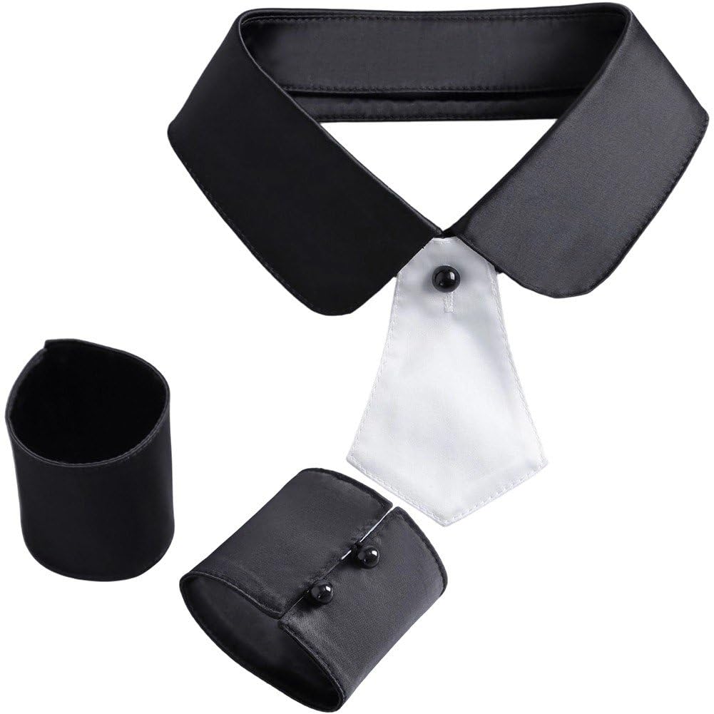 Sslvya Detachable Fake Collar and Wrist Cuffs Set, False Collar and Fake Sleeves Cosplay Costume Accessory