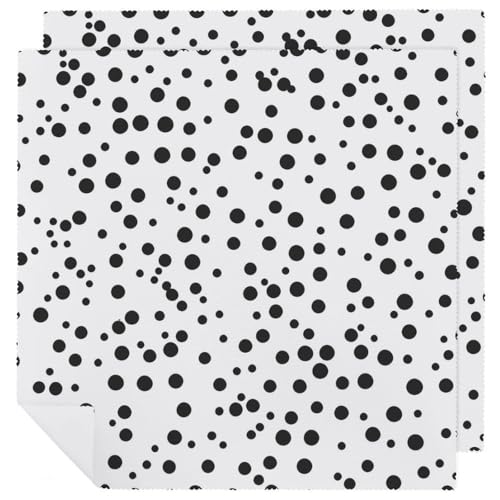 Servilletas de Tela Lunares Blancos y Negros Reutilizables 2 PCS miniatura 1