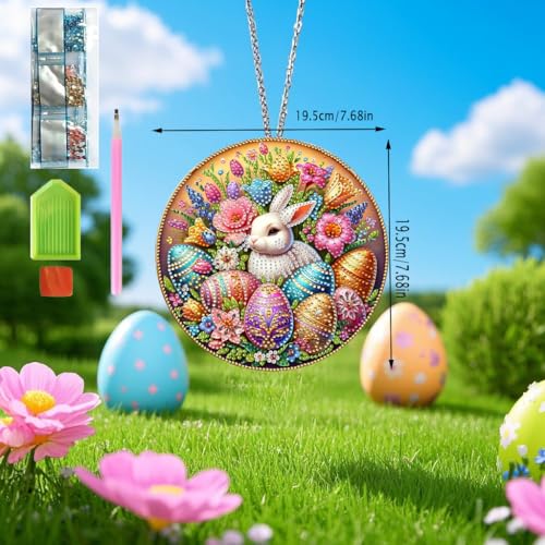 Guidre DIY Diamant Desktop Ornament,Diamond Painting Ostern Desktop-Ornament, Speziell geformter Kristall Osterhase,Oster Hase Geschenk,Diamant Kunstmalerei Tischdekoration Diamant (B)