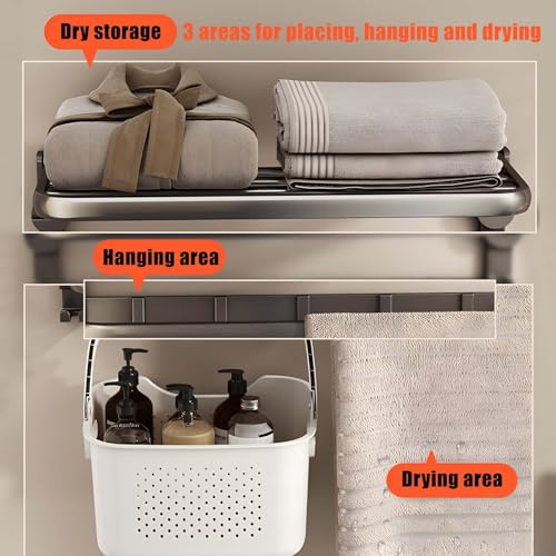 Rangement peu encombrant pour draps de bain étagère à serviettes alu 70 cm