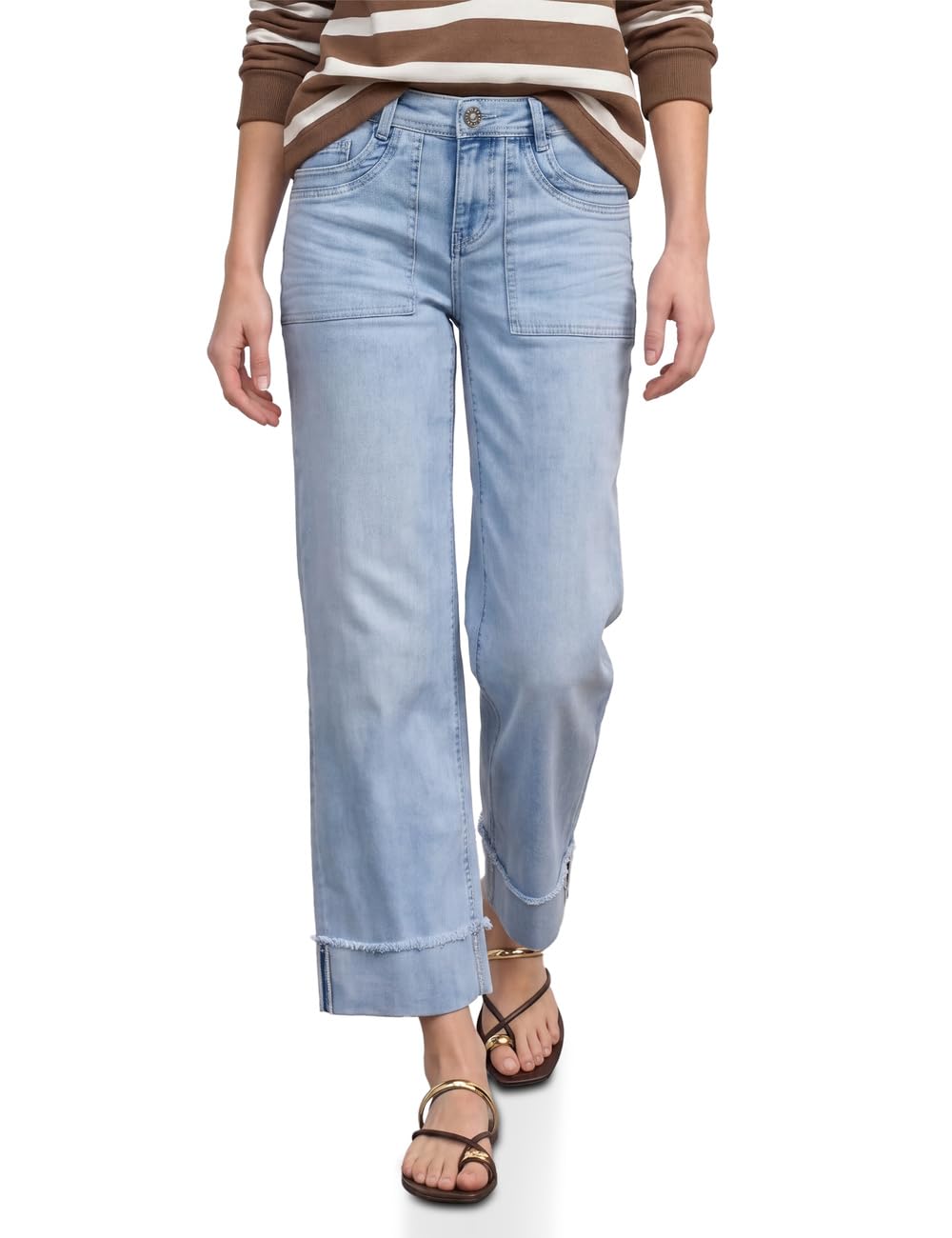 Street One Mid Waist Straight Leg Jeans in Casual Fit Ultra Bleached Random Wash 34