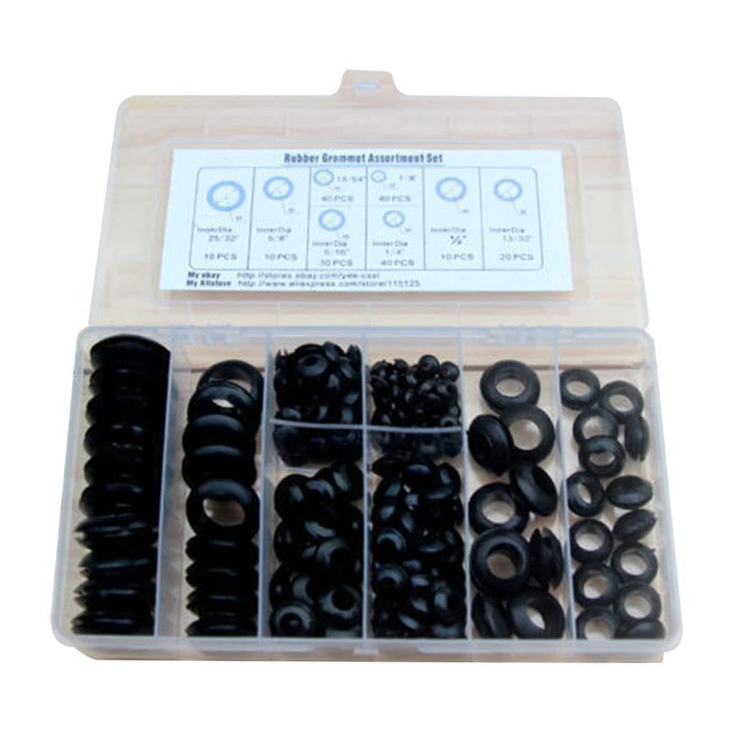 LIUZIKUN 200Pcs/box Soft Rubber Grommet Gasket for Wire Cable Black Assortment Set Electrical Wire Gasket Tools