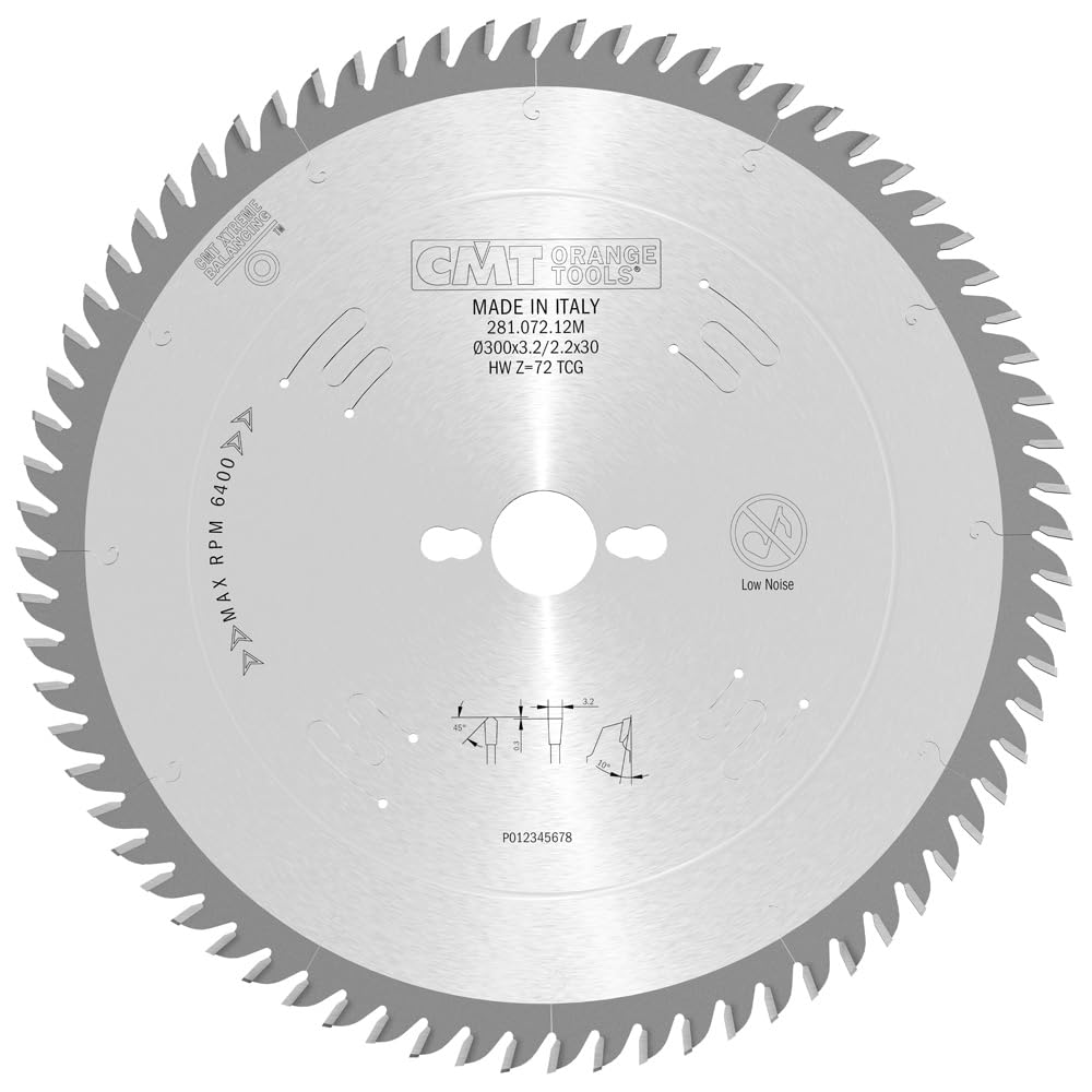 CMT Orange Tools 281.072.12M - Sierra Circular Laminado y Aglomerado HW 300x3.2/2.2x30 Z72 TCG 10pos