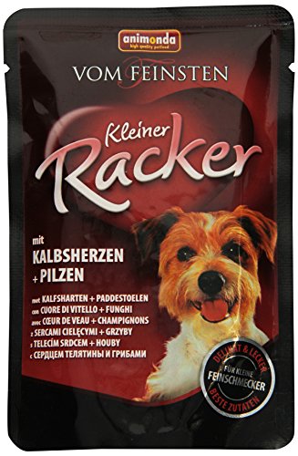 Comida para perros animonda Vom Feinsten Adult Kleiner Racker, comida húmeda para perros adultos, con corazón de ternera + setas, 16 x 85 g