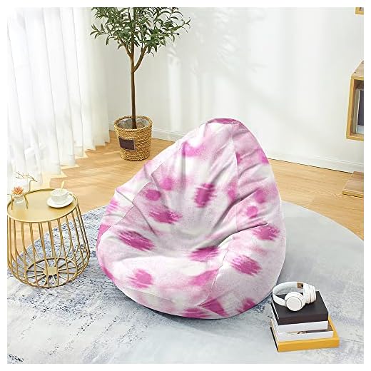 Mateju Pouf Poire Adulte et Enfants, 3D Tie-Dye Pouf Geant Chambre, Bean Bag Chair, pour Grand Canapé, Chaise Longue Grande, Fauteuil de Salon pour Intérieur Extérieur (S,Rose)