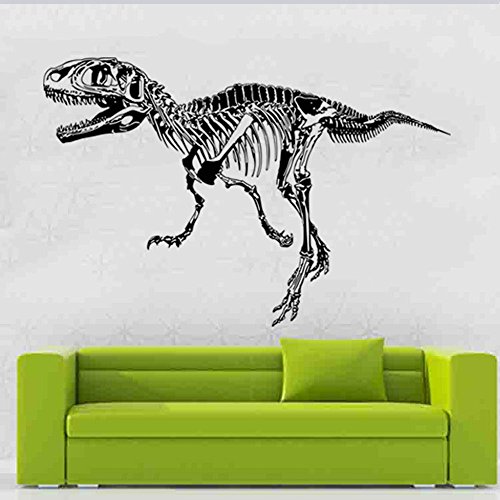 Winhappyhome Stickers muraux amovibles en forme de squelette de dinosaure noir pour salon, chambre à coucher, décoration murale Cover
