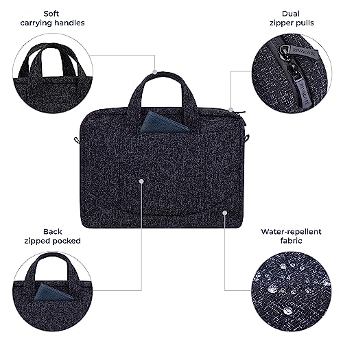 Image of RIVACASE Anvik Laptop Bag 15.6 Inches Waterproof Compact Shoulder Bag for Notebooks Ultra Light Computer Bag for Women /Men /School /Travel /Business, Compatible with Laptop Macbook Pro 15.6 inch, Black
