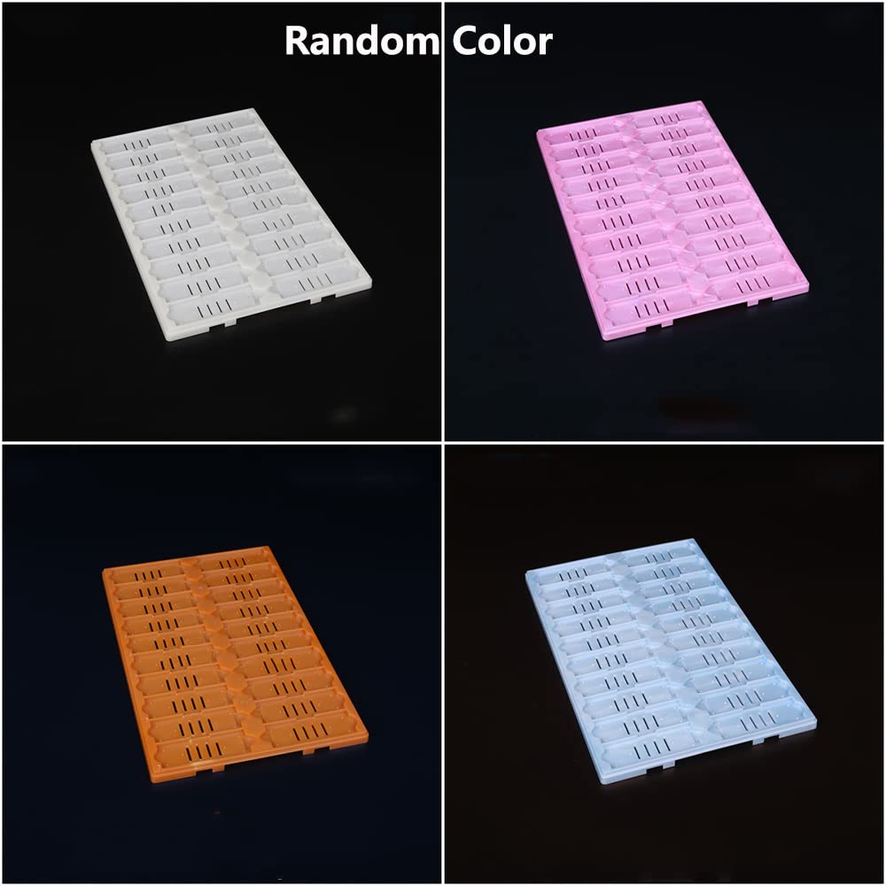 Bandeja de portaobjetos de microscopio de plástico Placa de almacenamiento de portaobjetos con clip Plástico ABS Material Color aleatorio para educación biológica básica (Capacidad: 36 piezas)