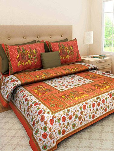 Cotton Double Bedsheet with 2 Pillow Covers (White, King Size)